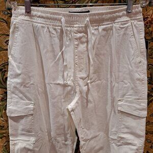 NWT white cream cargo pants with pockets and string closure